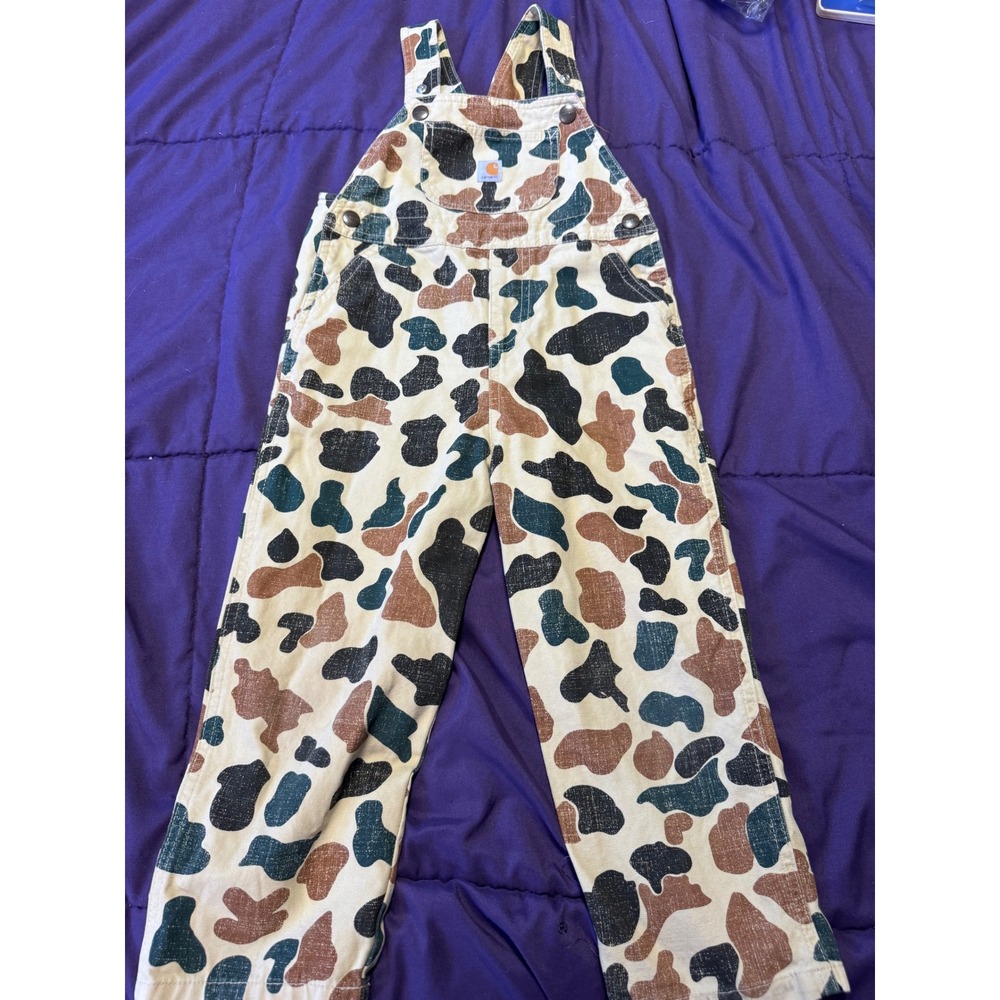 Carhartt Kids 4T Cow Camo Canvas Bib Overalls SD8843-B Multi Color
